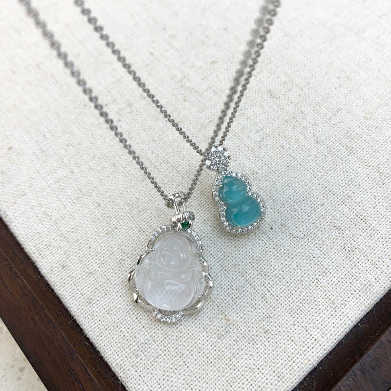 White jadeite buddha necklace