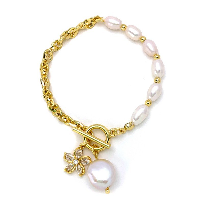 Natural freshwater pearl zircon necklace & bracelet