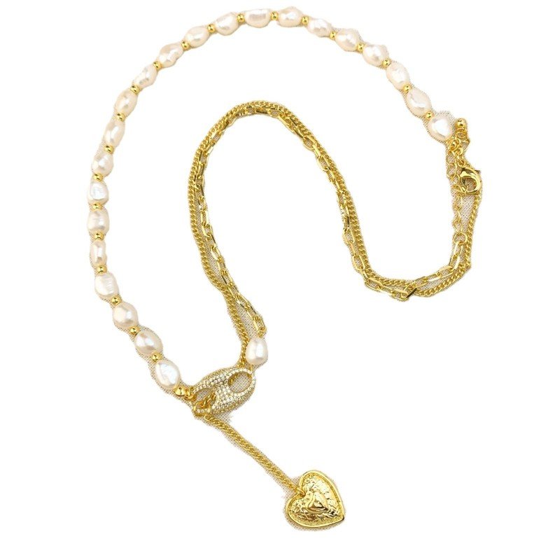 Natural freshwater pearls love charm pendant necklace