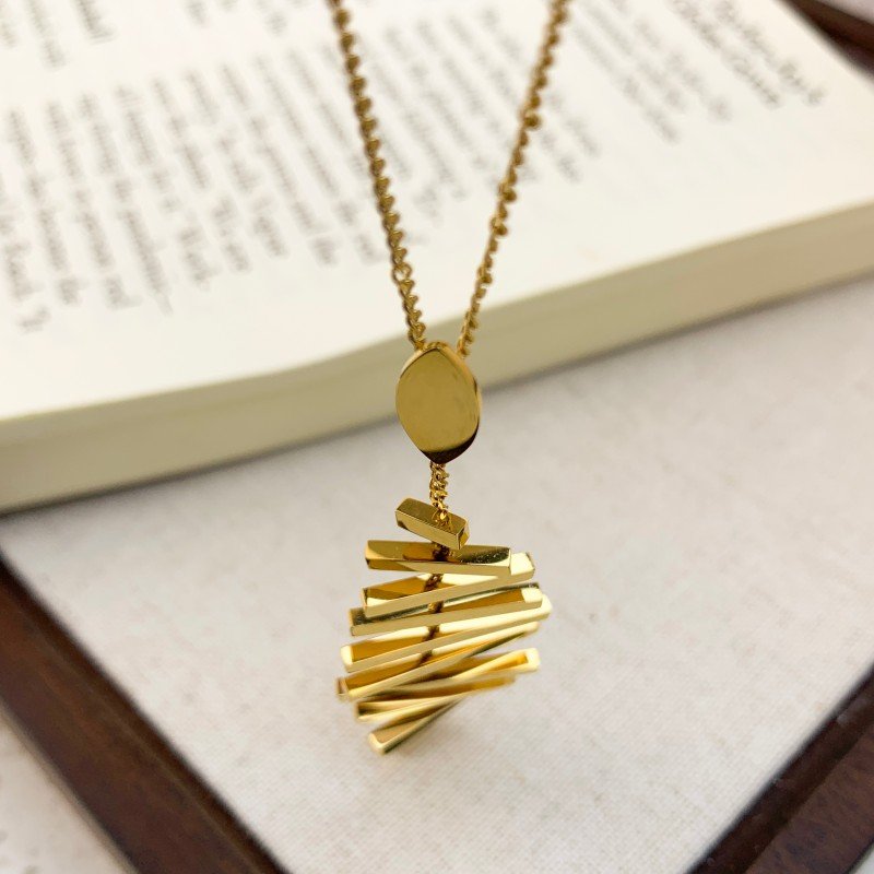 18k golden titanium steel with fishbone necklace