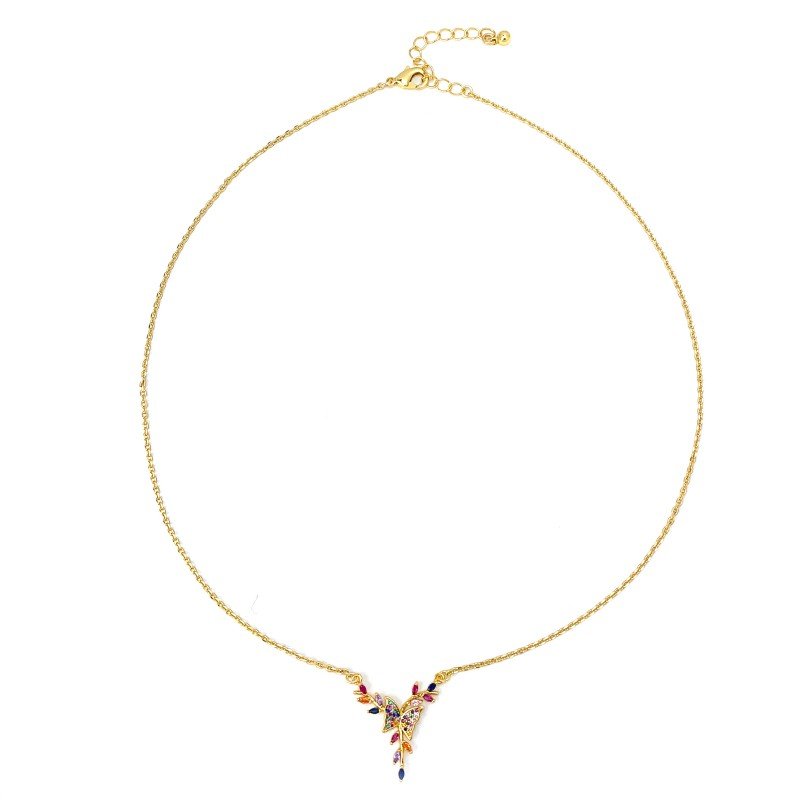 Butterfly flower 18K gold-plated necklace sweater chain