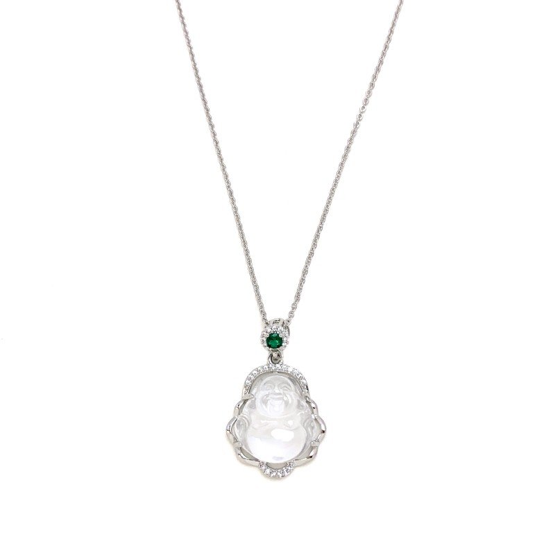 White jadeite buddha necklace