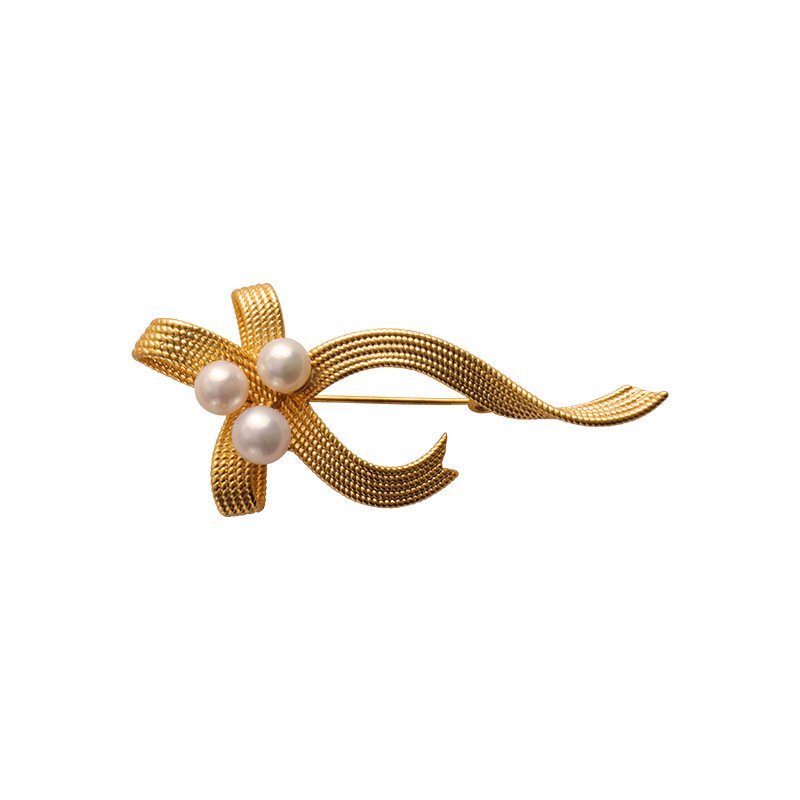 Bowknot pearl brooch