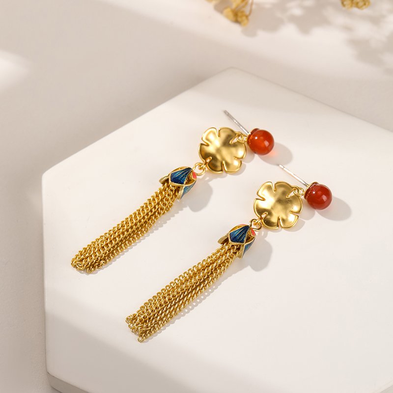 18K golden fringed earrings