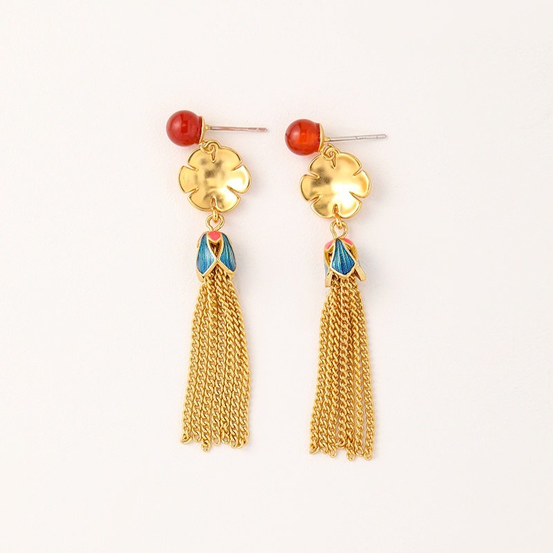 18K golden fringed earrings
