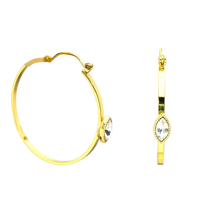 18K golden round inlay earrings