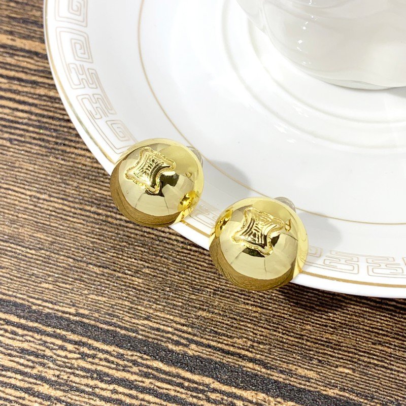 18K golden round stud earrings