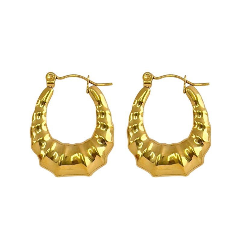 18K golden U-shaped titanium steel earrings