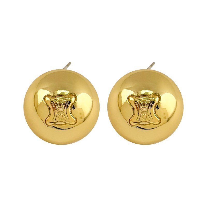18K golden round stud earrings