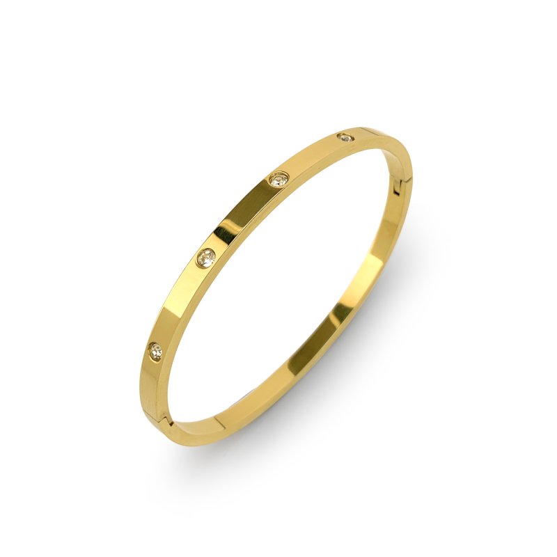 Stainless steel bracelet set with zirconia 