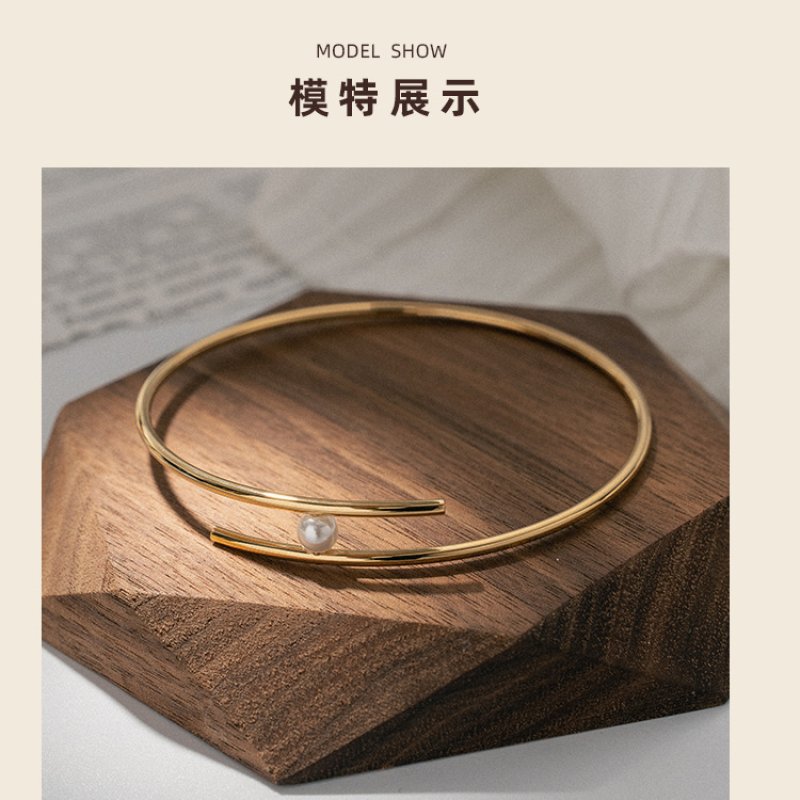 18K gold Swarovski pearl stainless steel bracelet