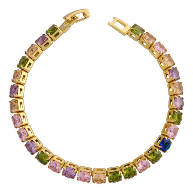 Colorful square vintage rhinestone zirconia necklace and bracelet