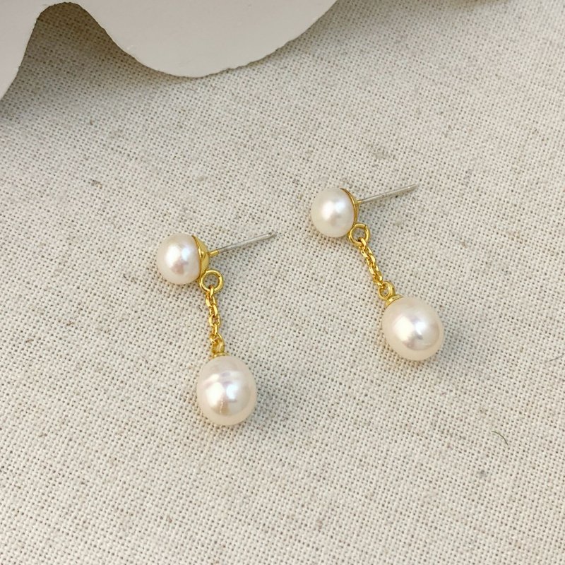 Luxury-retro versatile freshwater pearl earrings