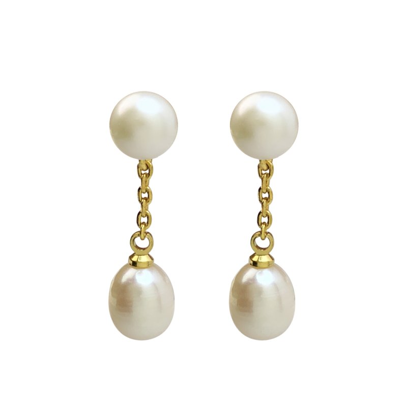 Luxury-retro versatile freshwater pearl earrings