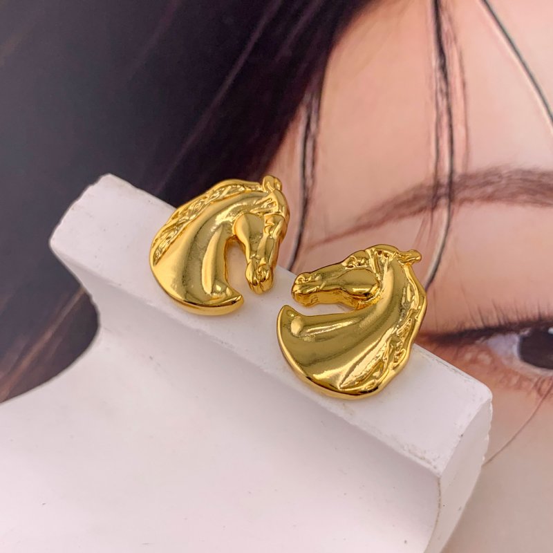 Golden horse-head shaped earrings
