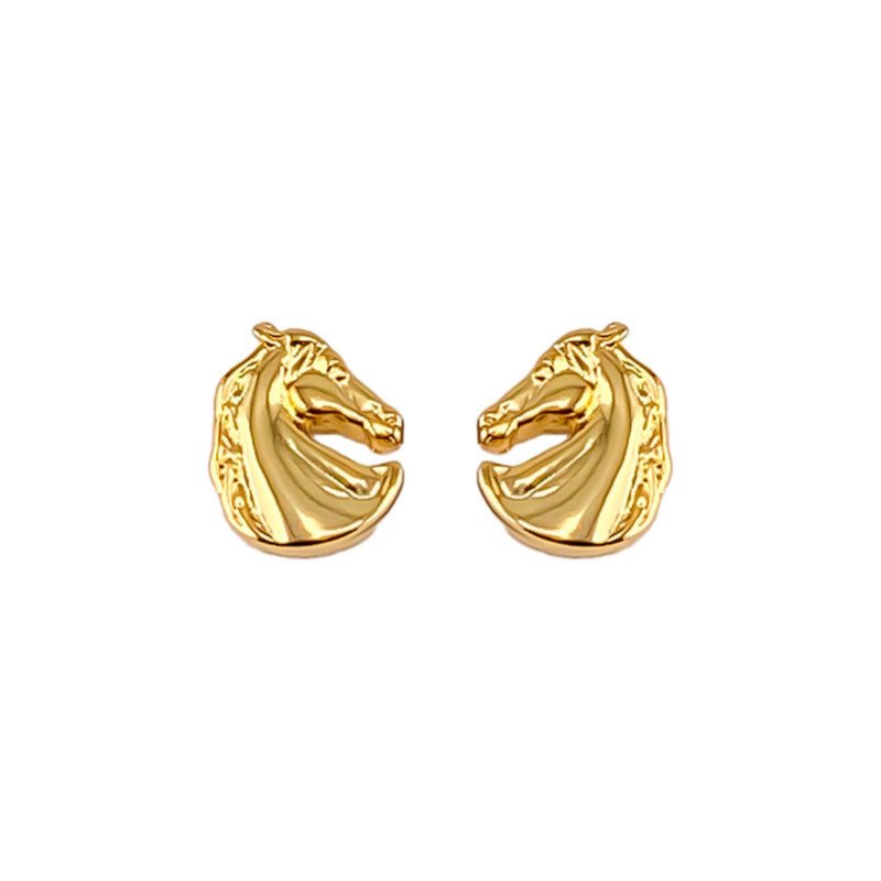 Golden horse-head shaped earrings