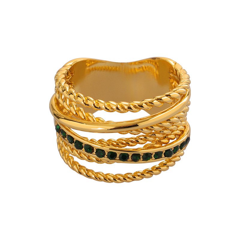 Gold multi-band zirconia ring