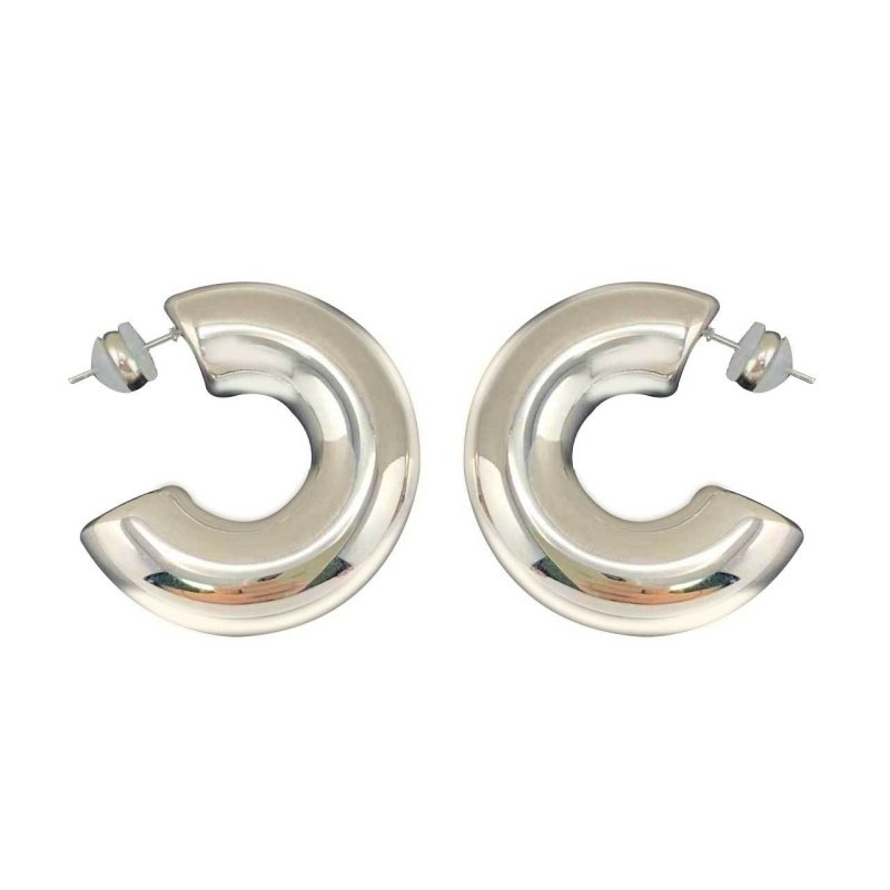 C-shaped titanium steel round minimalist earrings