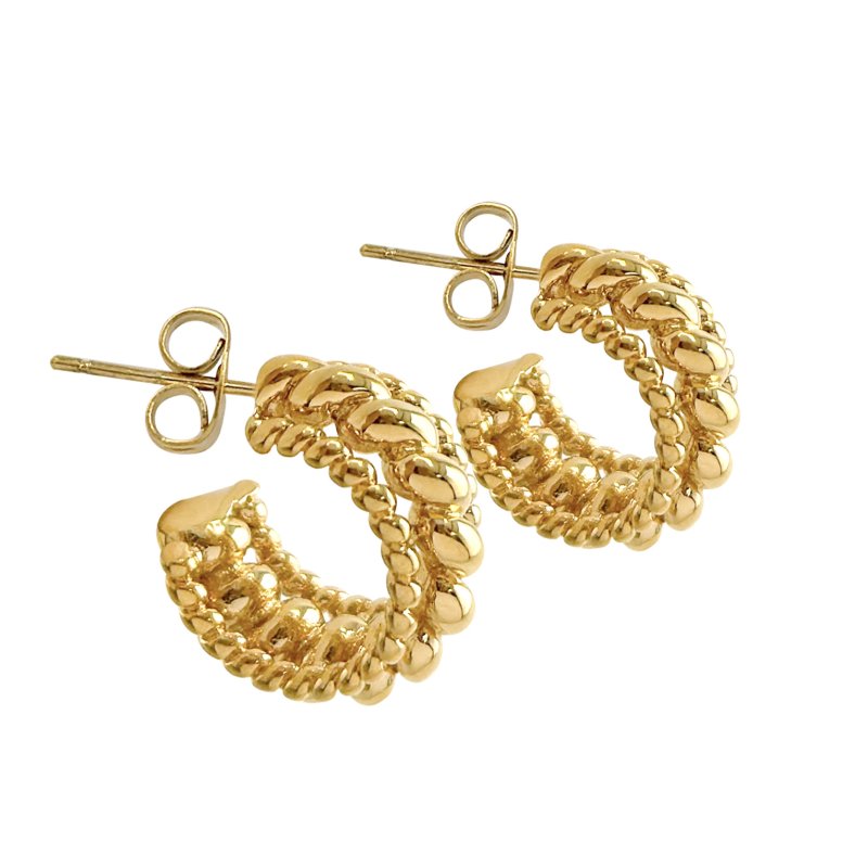 C-shaped hoop earrings with twisted edges