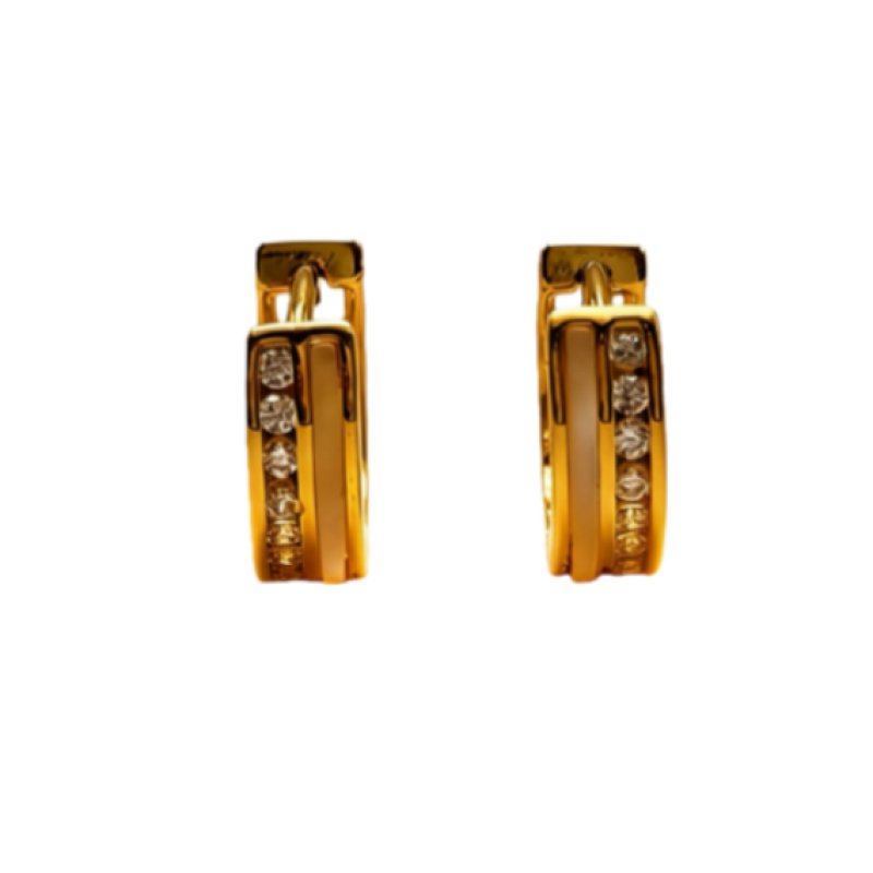 Gold inlaid zirconium simple circle earrings for women