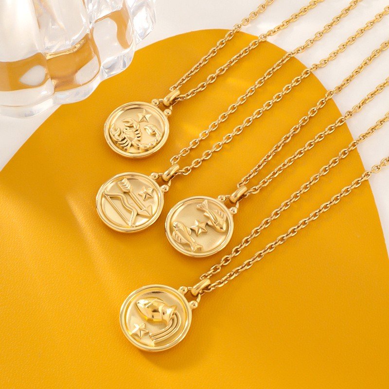 18K Gold Plated Stainless Steel Zodiac Constellation Necklace