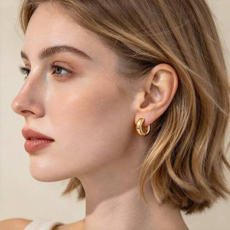18K Gold Plated Stainless Steel Minimalist Hoop Earrings