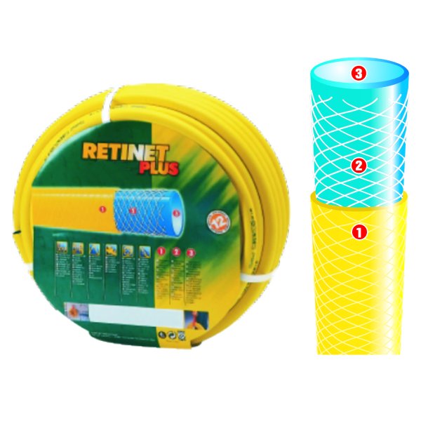PVC GARDEN HOSE, 3 LAYERS, BLUE & YELLOW