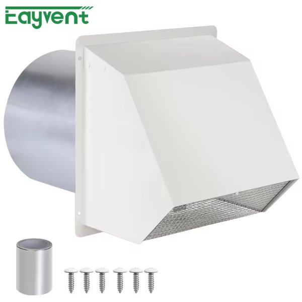 Modern Square 8-inch Galvanized Steel Wall-Type Air Vent Exhaust Port 45 Blade Angle Protective Net Damper Ventilation Warehouse