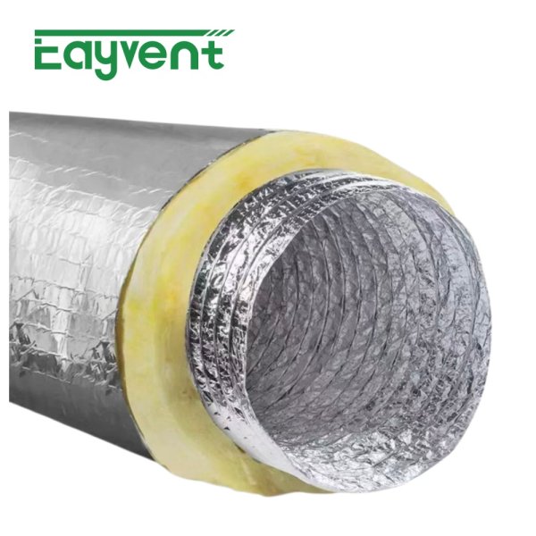 Aluminum Foil Flexible Insulated Duct, Bendable HVAC Vent Hose, Fireproof Noise Reduction Duct Manufacturer