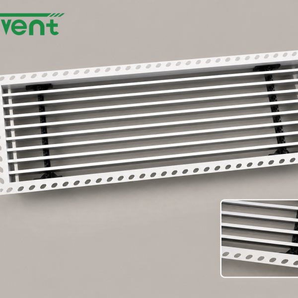 Frameless ABS Plaster-in Linear Slot Diffuser | Recessed Mud-In HVAC Ceiling Vent