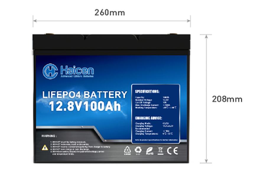 Haicen 12V135Ah Group 24S LiFePO4 Battery for RVs and Marine 