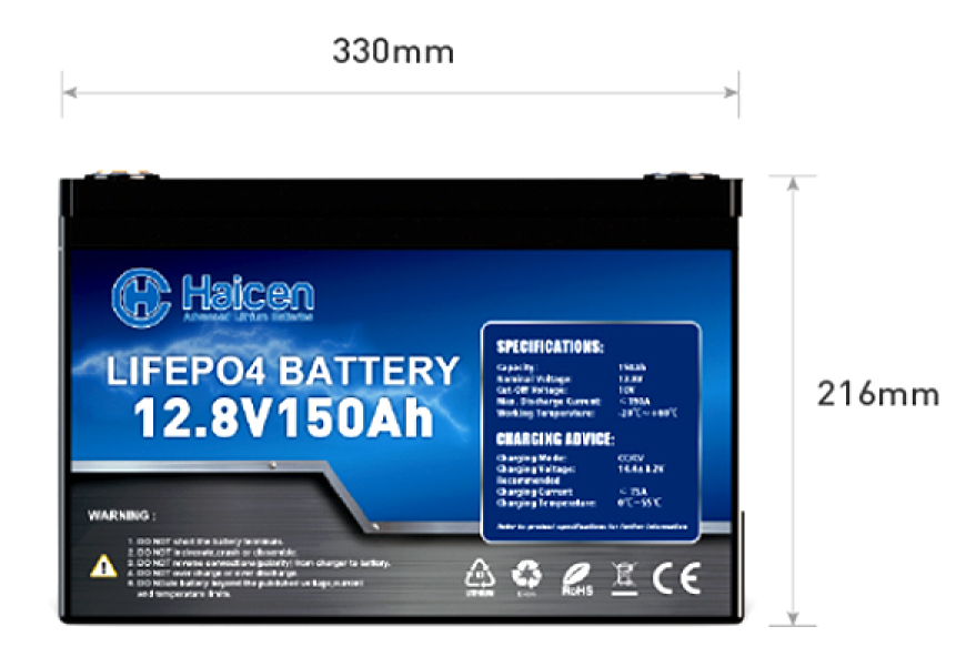 Haicen 12V132/165Ah Group 31S LiFePO4 Battery for RVs, Solar Systems and Marine 