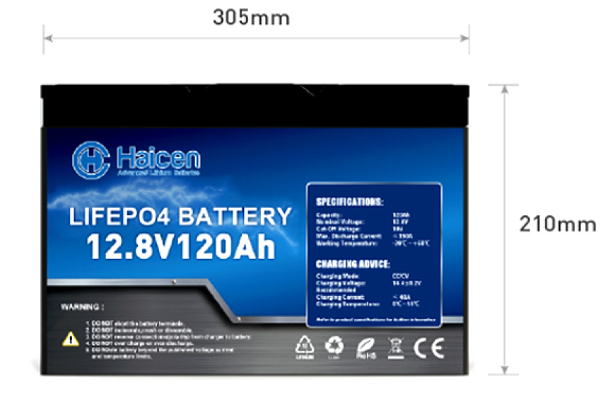 Haicen 12V150Ah Group 27S LiFePO4 Battery for RVs, Marine 