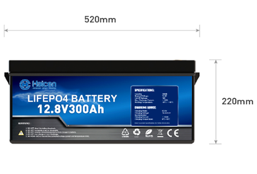 Haicen Power G8D-12V300Ah LiFePO4 Lithium Battery for RV, Solar Systems, Marine 