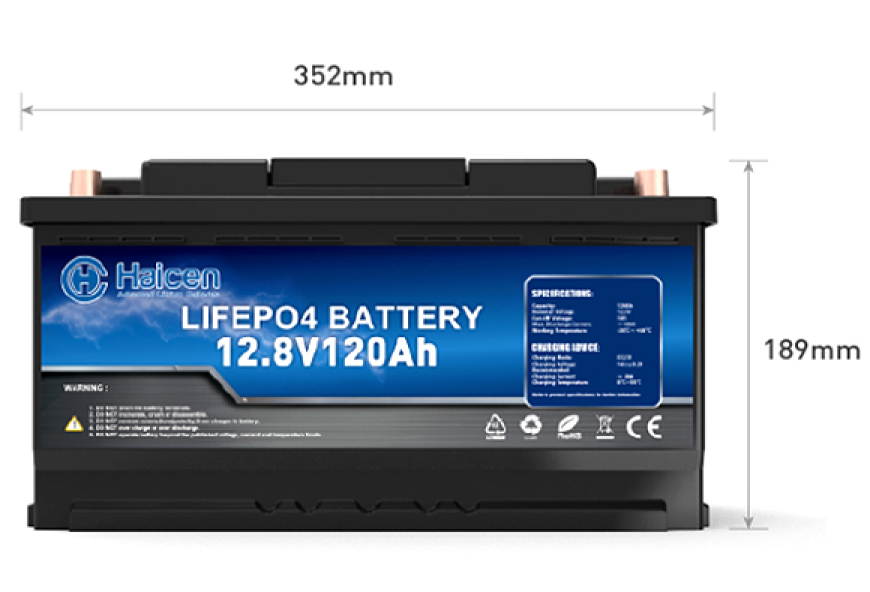 Haicen 352 Series-12V120Ah LiFePO4 Lithium Battery for RVs, Solar System and Marine 