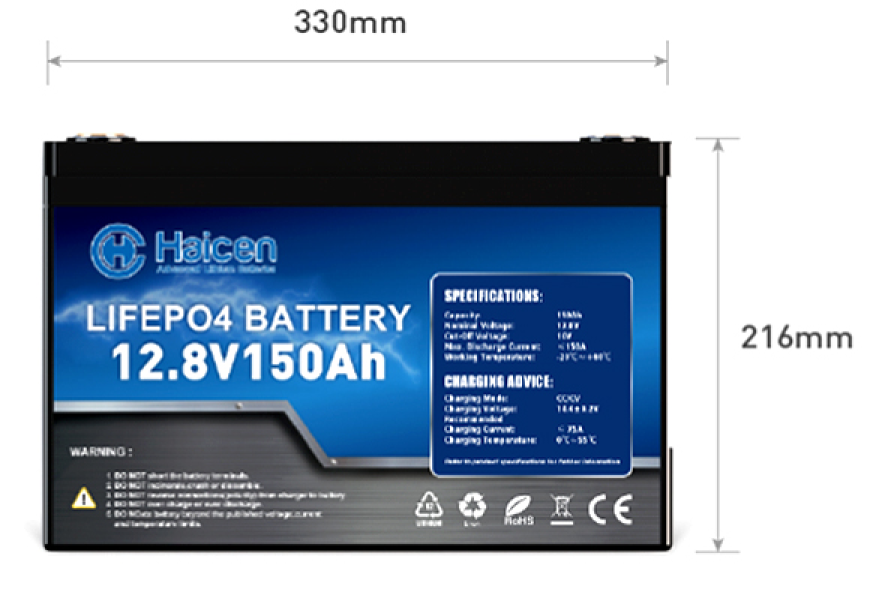 Haicen Power 12V165Ah Group 31 LiFePO4 Battery for RV and Marine 