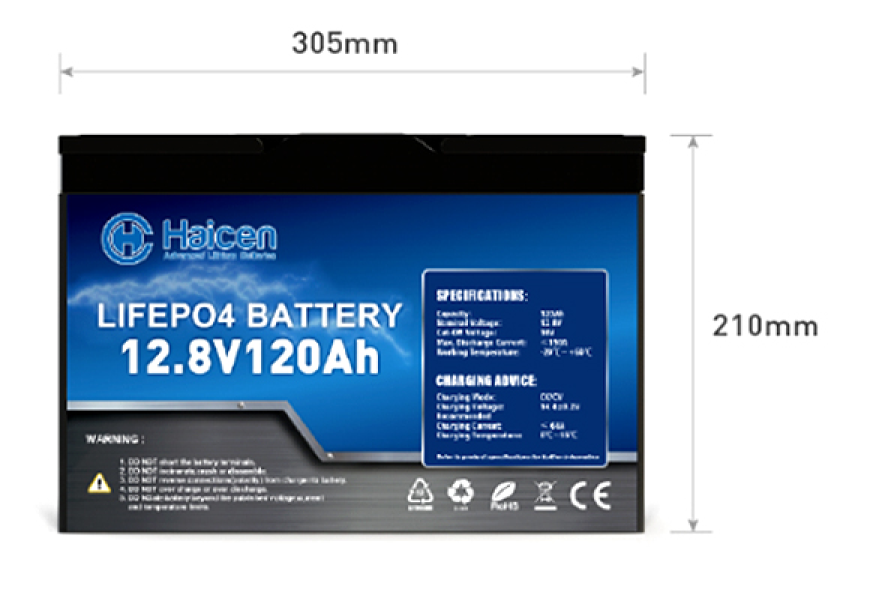 Haicen Power group 27-12V120Ah LiFePO4 Lithium Battery for RV and Marine