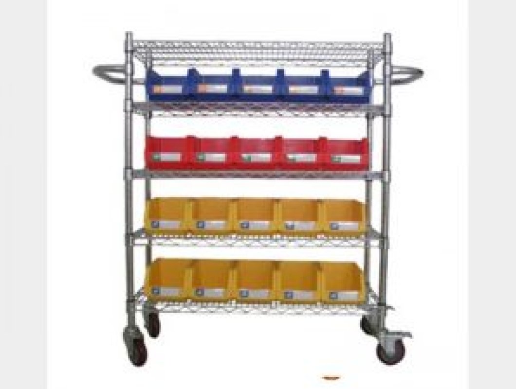 Wire Shelving Trolley With Storage Bins