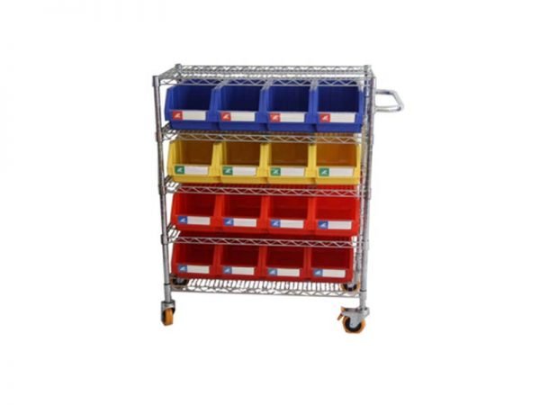Wire Shelving Trolley With Storage Bins WST3614-008