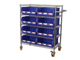 Wire Shelving Trolley With Storage Bins WST3614-010 (1201)