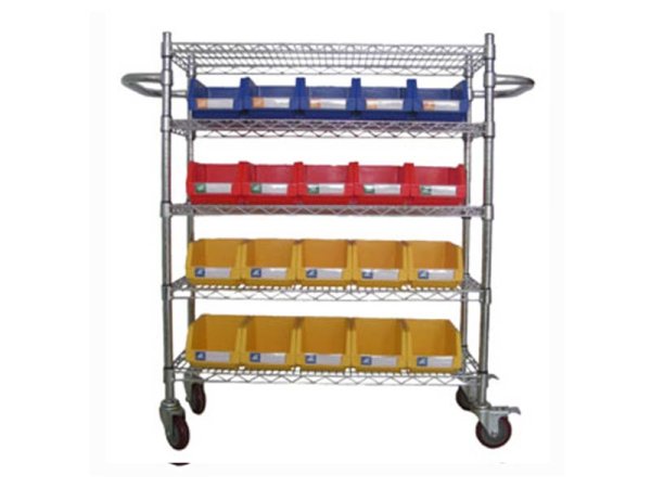 Wire Shelving Trolley With Storage Bins WST4018-002