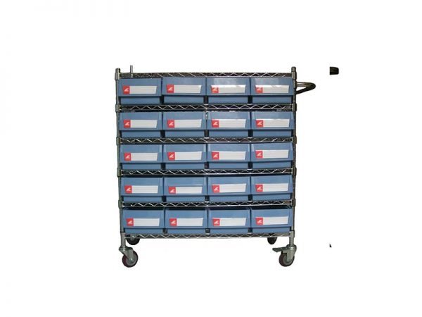 Wire Shelving Trolley With Shelf Bins WST23-6214