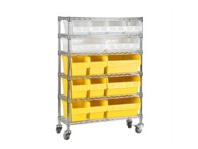 Wire Shelving Trolley With Shelfull Bins WST300 (1167)