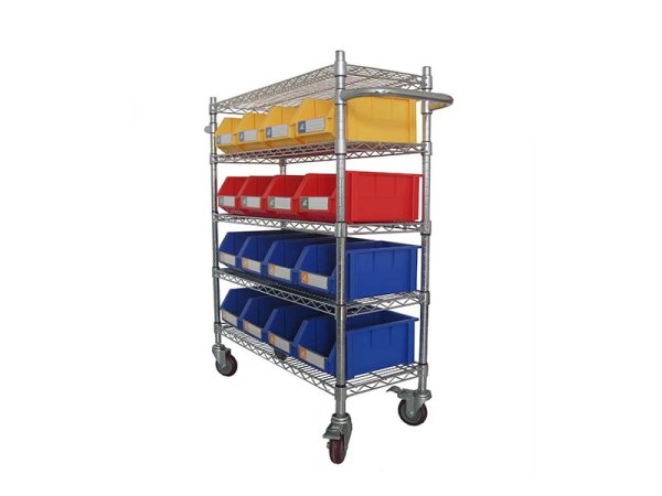 Wire Shelving Trolley With Storage Bins WST3618-004