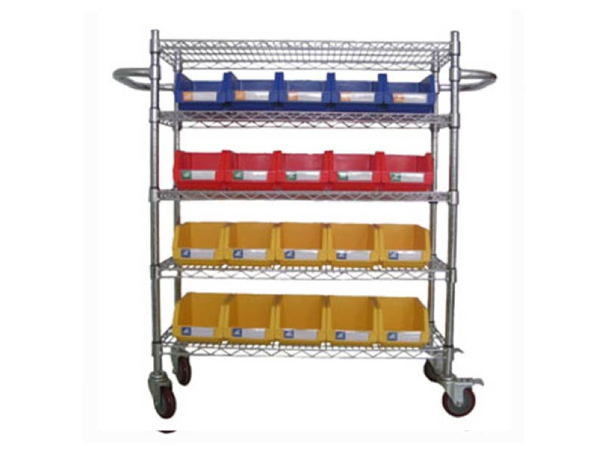 Wire Shelving Trolley With Storage Bins WST4018-002 (1211)