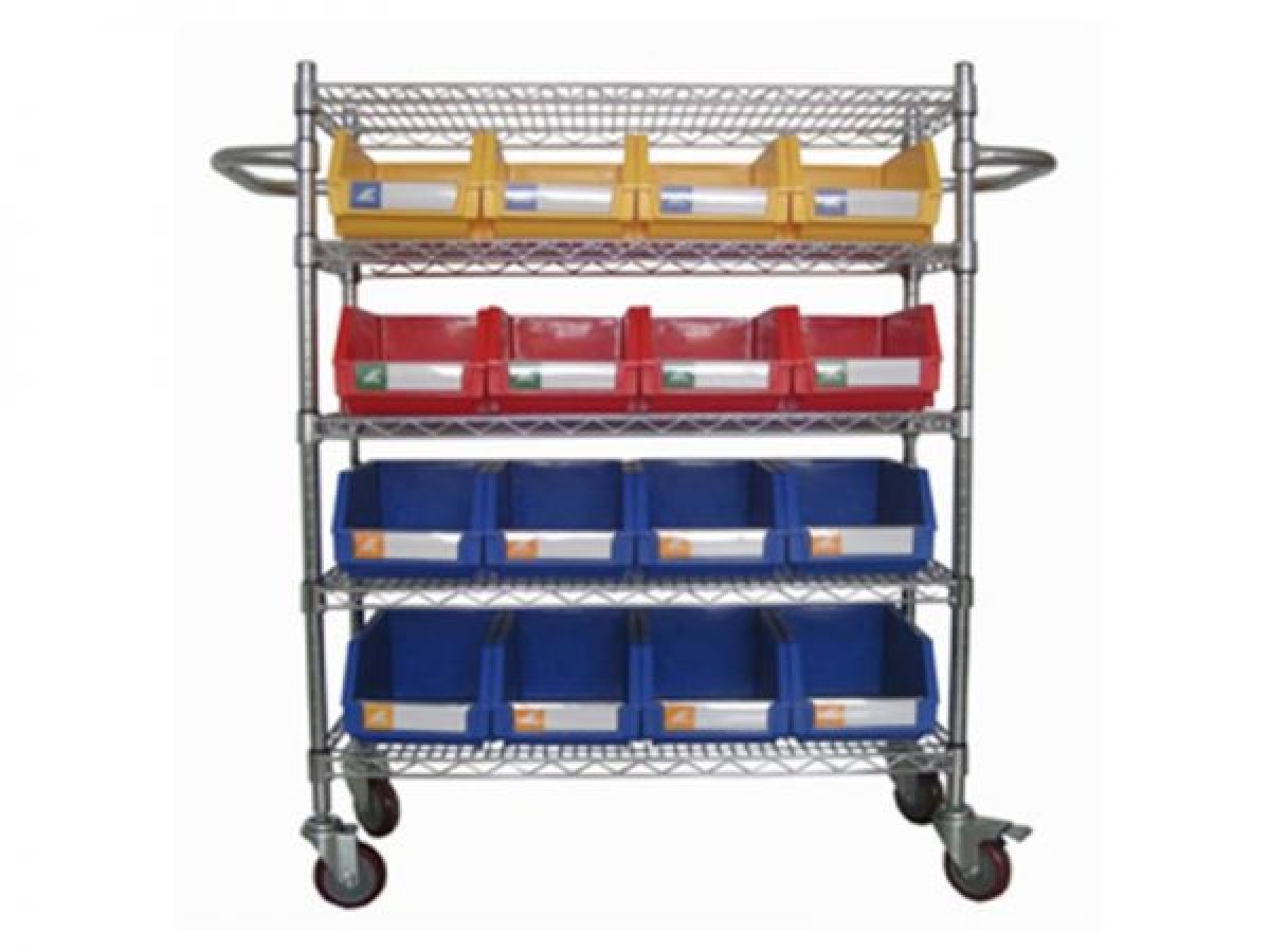 Wire Shelving Trolley With Storage Bins WST3614-003 (1209)