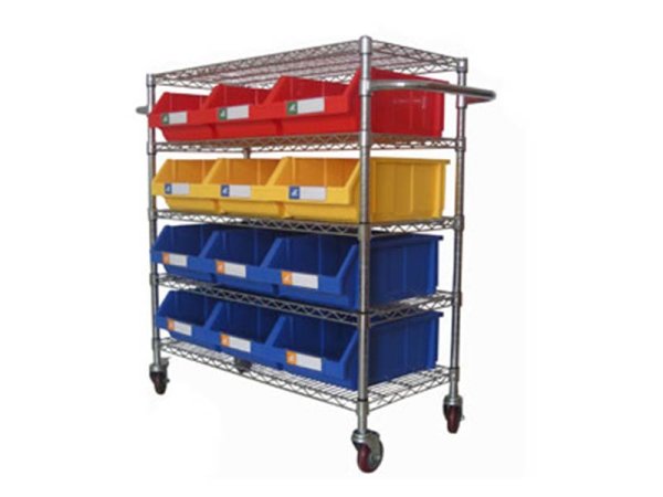 Wire Shelving Trolley With Storage Bins WST4018-005