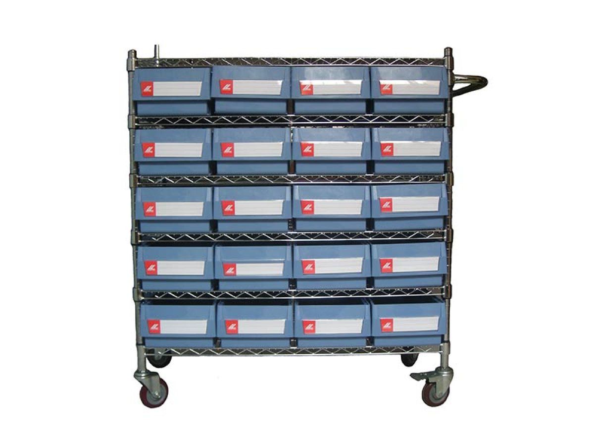 Wire Shelving Trolley With Shelf Bins WST15-4M (1173)