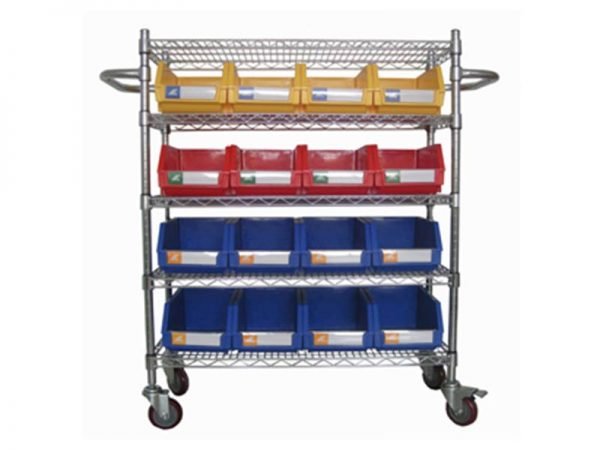 Wire Shelving Trolley With Storage Bins WST3614-003