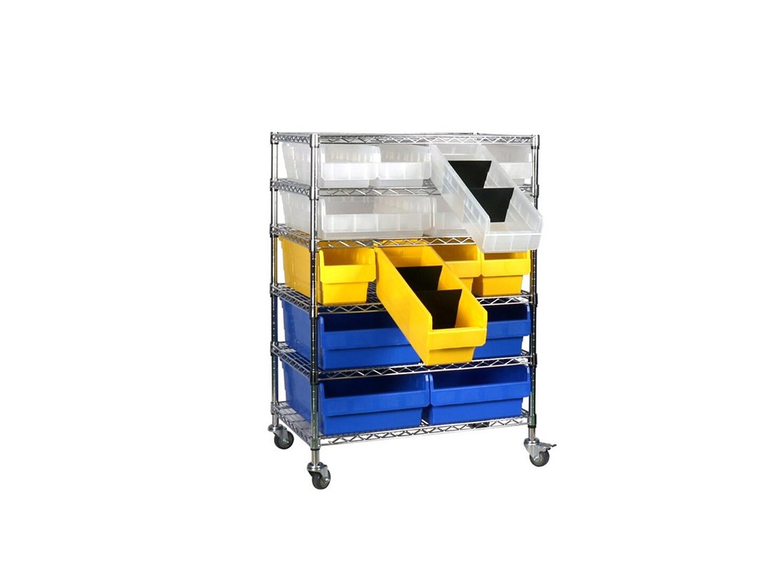 Wire Shelving Trolley With Shelfull Bins